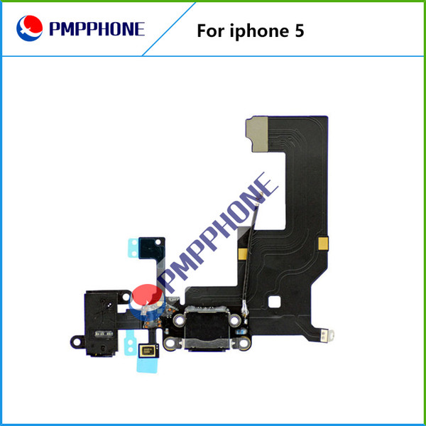 100% Original Dock Connector USB Charging Port For iPhone 5 5G With Headphone Jack Tail Plug Flex Cable White Black For iPhone5