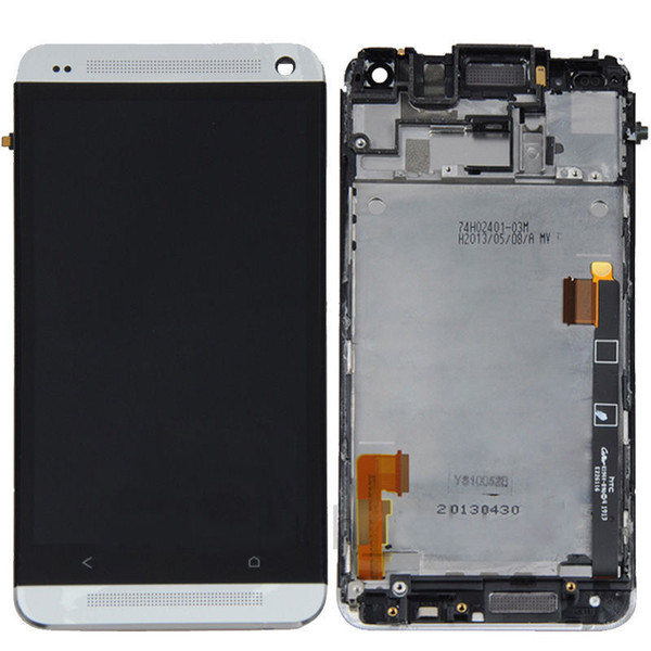 High Quality LCD Display Touch Glass Screen Digitizer Assembly+Housing Frame Replacement For Silver HTC One M7