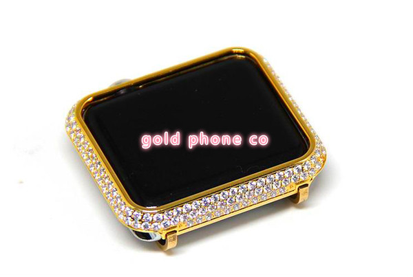 free shipping New 38 42 mm Watch Frame Case Cover For Apple Watch Series 1 2 3 Cover Case For Apple Watch gold plated with diamond bracelet