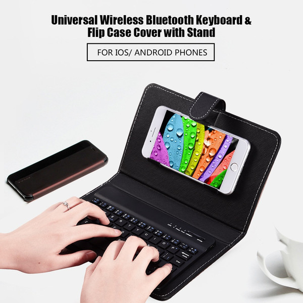 Hot-sale Mobile phone Bluetooth keyboard holster wireless Bluetooth universal leather case Applicable Android 4.5-6.8 inch