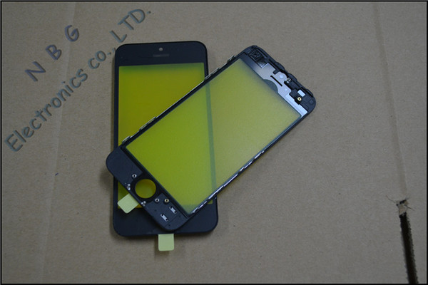 50pcs/lot by DHL High Quality For iPhone 5 5S 5C Black&White Front Glass Lens With Middle Frame Bezel Bracket Free Shipping