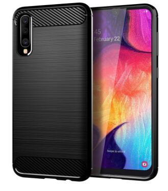 Wholesales TPU brushed carbon fiber soft silicone phone case shockwroof mobilephone cover for Samsung Galaxy A50