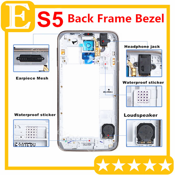 For Samsung Galaxy S5 I9600 G900 G900A G900T G900P VS G900F G900H G900I Middle Frame Rear Back housing with parts Silver Replacement Parts