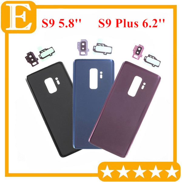 New Battery Door Back Glass Cover Housing with Camera Lens + Adhesive Sticker Replacement For Samsung Galaxy S9 G960 VS S9 Plus G965 50PCS