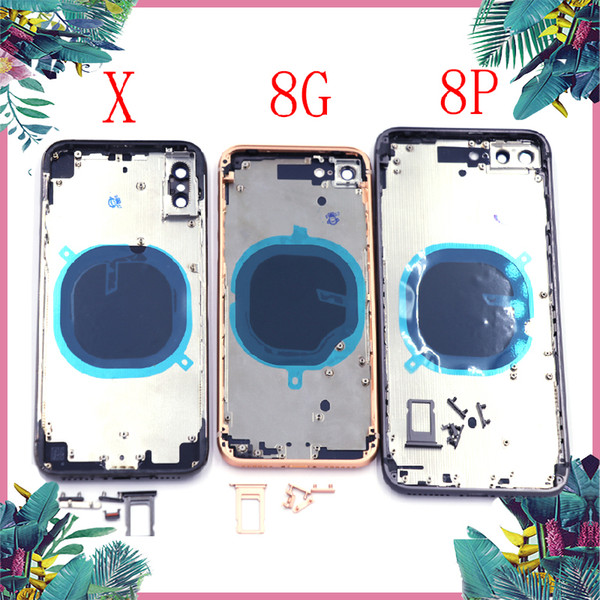 Battery Back Housing Middle Frame Chassis with Side For iphone 8 8G 4.7'' & 8 Plus 5.5'' or For iphone X Battery Cover Back Door