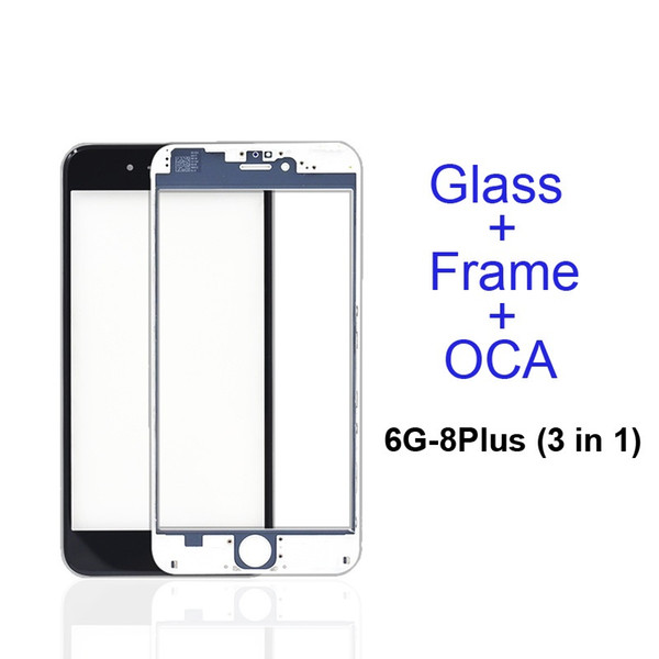 Front Touch Screen Panel Outer Glass Lens + Cold Press Middle Frame Bezel + OCA Installed for 5s 5c 6 6s 7 8 plus