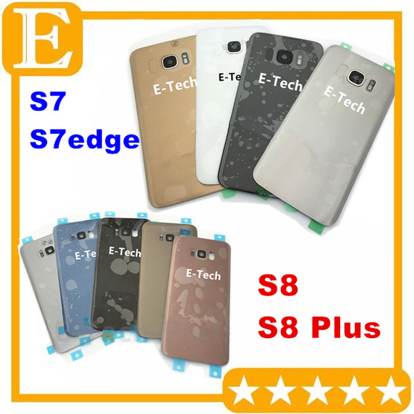 Battery Door Back Cover Glass Housing with camera lens cover + Adhesive Sticker For Samsung Galaxy S7 S7 edge VS S8 S8 Plus 50PCS