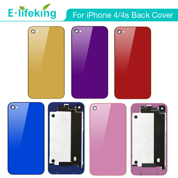 Battery Housing Back Cover For iPhone 4 4S Mirror Color Replacement Part + Flash Diffuser CDMA with Free Shipping