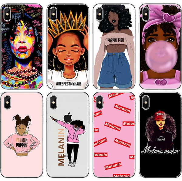 IPhone Phone Shell Custom Wholesale Melanin Poppin Hand-painted Fashion Girl Phone Case TPU Material Phone Housings