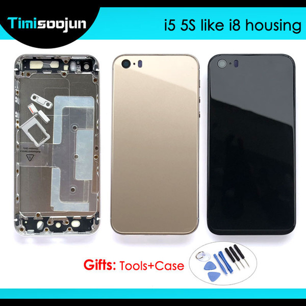 For Iphone 5 5G like 8 and iphone 5S SE Like 8 style Housing Battery Cover Door Rear Cover Chassis Frame for 5 5s 7