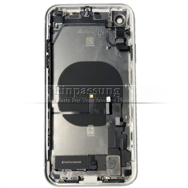 For iPhone XR Middle Frame Chassis Battery Cover Back Door Glass with charging flex cable vibrator loudspeaker assembly