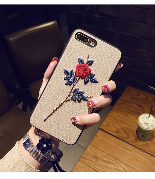 Fashion Embroidered Phone Case Unique Phone Cases For iPhone X 7 8 plus 6 6S 5C SE TPU Shell Cell Phone Cases Cover