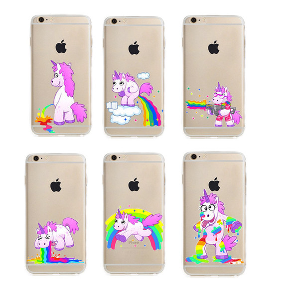 For Iphone X 8 Case 7 plus 5c s se 6 TPU Clear Unicorn silicone coloured drawing case cell phone mobile Originality