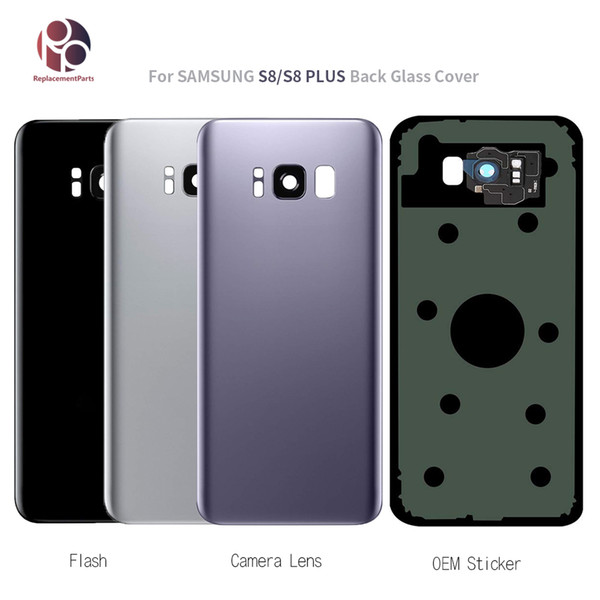 OEM Battery Door Back Cover Case For Samsung Galaxy S8 G950 S8+ G955 S8 Plus Back Glass Housing Cover+Sticker+Camera Lens