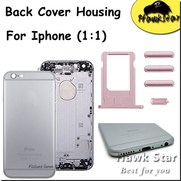 For iPhone 5 5S 6 6S Plus Apple Housing Back Cover Battery Door Replacement Metal With Card Tray Volume Control Key Power Button Mute