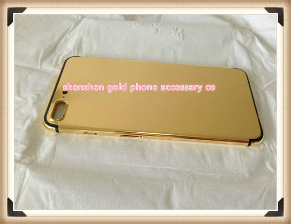 New Good Quality Replacement Luxury Chassis Housing for iphone 7 Back Cover 24k Mirror Gold Battery Door with Logo+Buttons