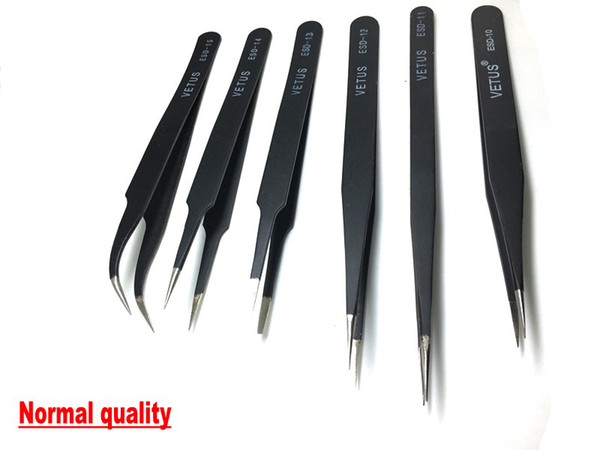 6pcs Different size Vetus ESD Tweezers Tweezer Anti-Static tweezers ESD10 ESD-12 13 14 15 ESD 15 without package high quality