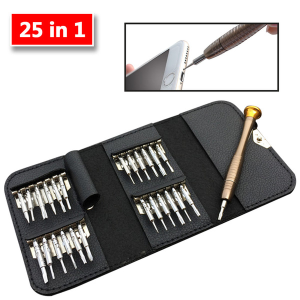 Multifunctional Cell Phone Repair Tool Set 25 in 1 Screwdriver Wallet Kit Repair Opening Tools For iPhone iPad Samsung PC Camera