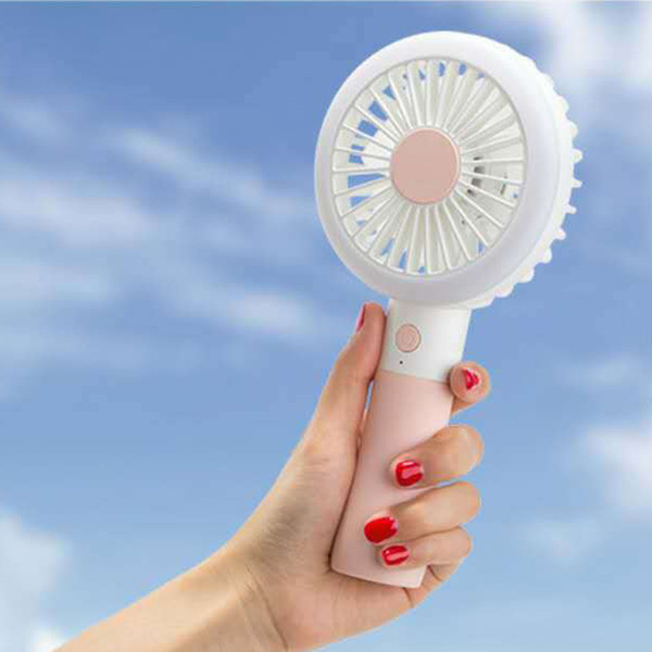 New Handheld Electric Fans Mini Portable Handle Fan with Rechargeable 1200 mAh Battery LED Light Sefie Desktop for Home and Travel STY075