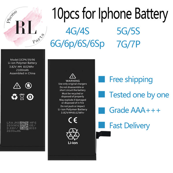 10PCS Battery for Apple iPhone 4 4S 5G 5S 6G 6S 6plus 6s Plus 7G 7 plus Li-ion Replacement Battery