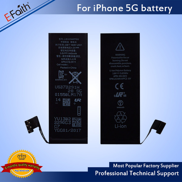 Top Quality 0 cycle Battery Internal Built-in Li-ion Battery For iphone 5 5C 5S Free Shipping