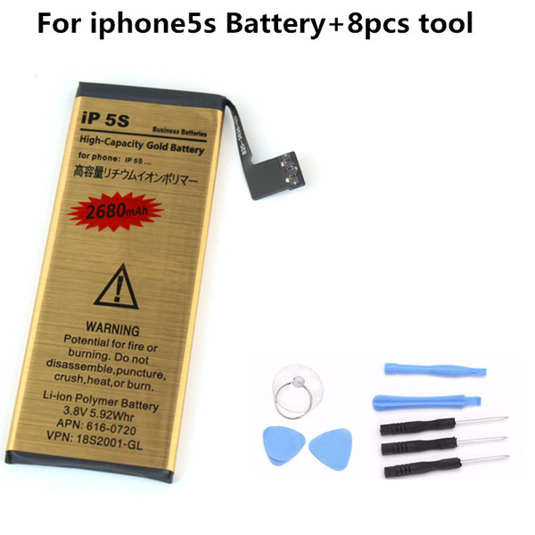 NEW high quality High Capacity Gold Golden Li-ion Battery For Apple iPhone 5S iphone5S Cell Mobile phone Batteries+8pcs tool