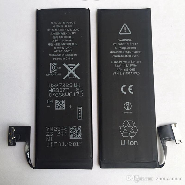 For iPhone Battery Replacement Real Capacity 1440mAh 1510mAh Li-ion Cell Phone Battery for iPhone 5 5s 5c 6 6s 6s Plus Zero Cyclic