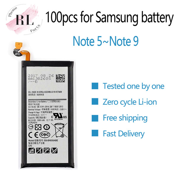 100pcs OEM for Samsung Galaxy note 5 8 9 Zero cycle Li-ion battery EB-BN920ABE EB-BG950ABA free shipping