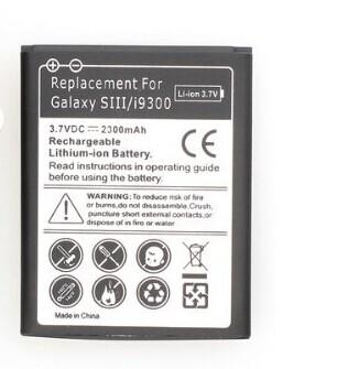 10pcs Brand New Arrival 3.7V DC Li-ion 2300mAh Rechargeable Battery Replacement For Samsung Galaxy S3 I9300 Black