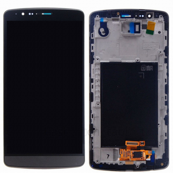 AAA Quality Black White Gold LCD Lens Touch Screen Display Digitizer Assembly Replacement with frame For LG G3 D850 D851 D855 Free Shipping
