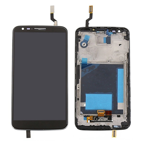2017 new Quality Black White LCD Lens Touch Screen Display Digitizer Assembly Replacement With Frame For LG G2 D800 D801 D803 Free Shipping