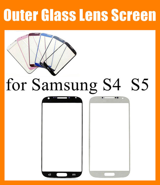 Front Touch Screen For samsung galaxy s4 S5 Front Outer Glass Lens transparent digitizer plate protector skin Original top quality SNP009