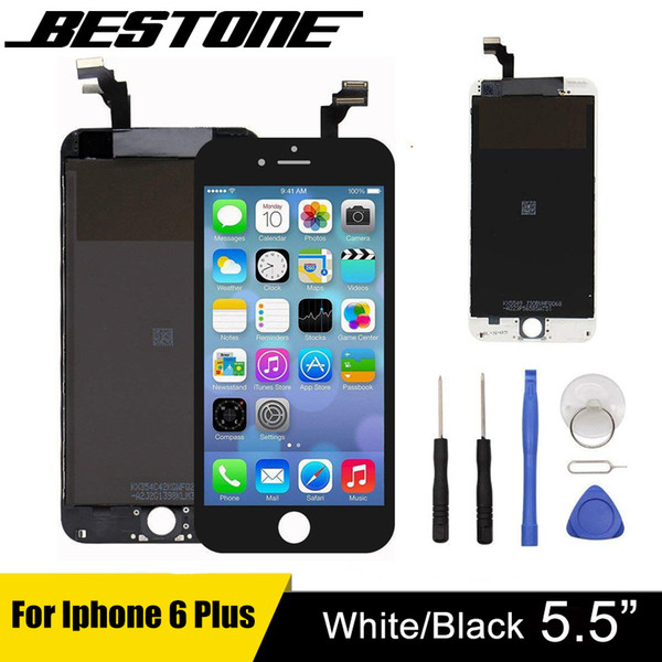 For iPhone 6 Plus LCD Screen Replacement, Digitizer Display Touch Screen Glass Frame Assembly for iPhone 6 Plus 5.5 inch- White/Black