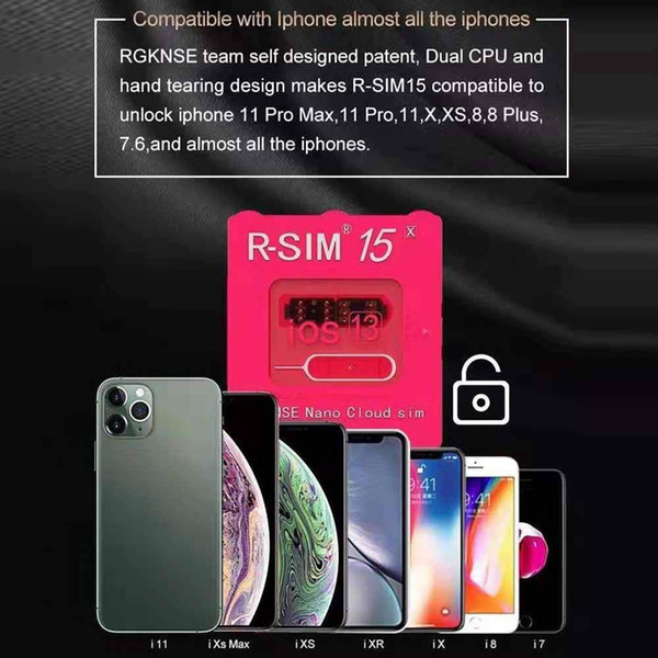 RSIM15 unlock card R-SIM15 unlocking iOS13 RSIM 15 Dual CPU Upgraded ios13 universal unlock sim card for iphone 11 pro 8 plus 7 6 xs max xr