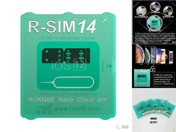 Newest RSIM14 iPhone unlocking smart R-Sim card for iPhone xmax iPhone8 iPhone 7 plus and i6 unlocked iOS 12.x-7.x 4G unlock In stock