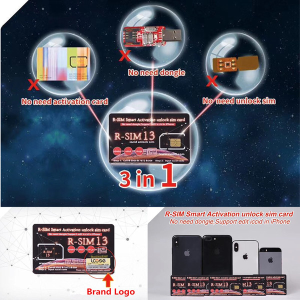 Newest RSIM 13 Original Rsim-13 Smart Activation Unlock SIM Card Heicard Unlocking Card for iPhone6 7 8 XS MAX Support Edit iccid R-sim Sup