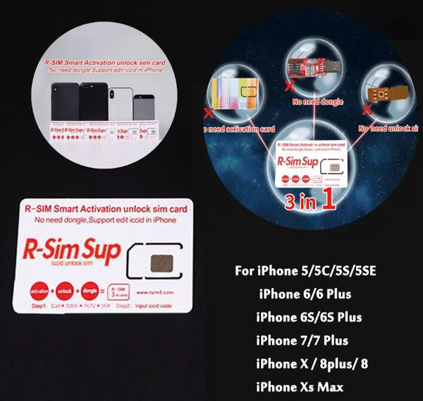 Newest Original Rsim 12 Smart activation unlock SIM Unlocking Card for iPhone MAX XS 8plus 7 6S unlocked iOS 12. 3-in-1 In stock DHL Free