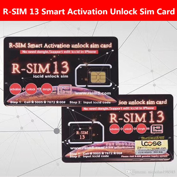 New Arrival Original R-SIM 13 Rsim 13 RSIM 13 Smart Activation Unlocking Card for iPhone 7 8 X XS XR MAX With Epacket Free Shipping