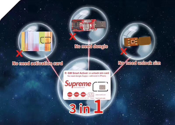 Newest Original Rsim Smart activation unlock SIM Unlocking Card for iPhone MAX XS 8plus 7 6S unlocked iOS 12. 3-in-1 In stock