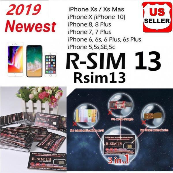 2019 Rsim 13 r sim13 rsim13 Unlocking Card for iPhone 7 8 XS MAX support edit iccid Smart activation unlock SIM card