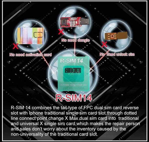 unlock iccid card rsim14 for iphone 8 7 6 iphone xs max xr x iOS 12.x-7.x 4G unlock r-sim 14