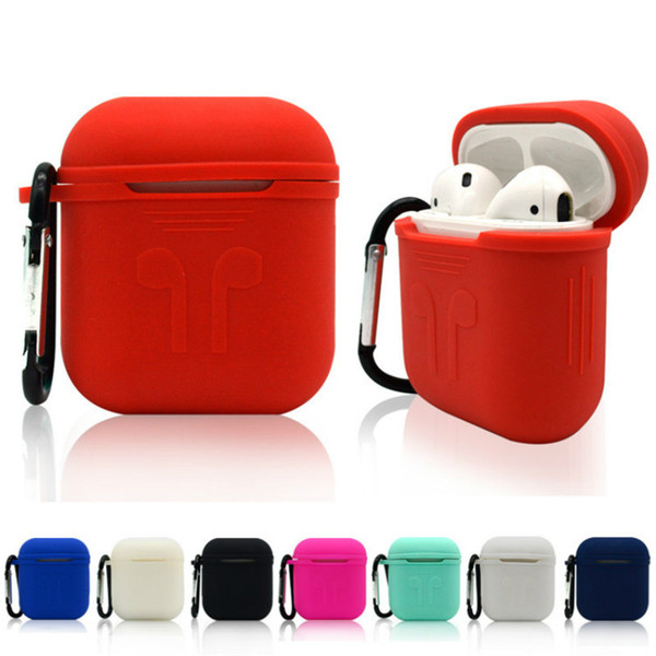 Creative Thickened Anti-fall Silicone Case for Airpods Charge Box, Silicone Sleeve with Anti-lost Buckle, IPhone TWS Headset Protective Case