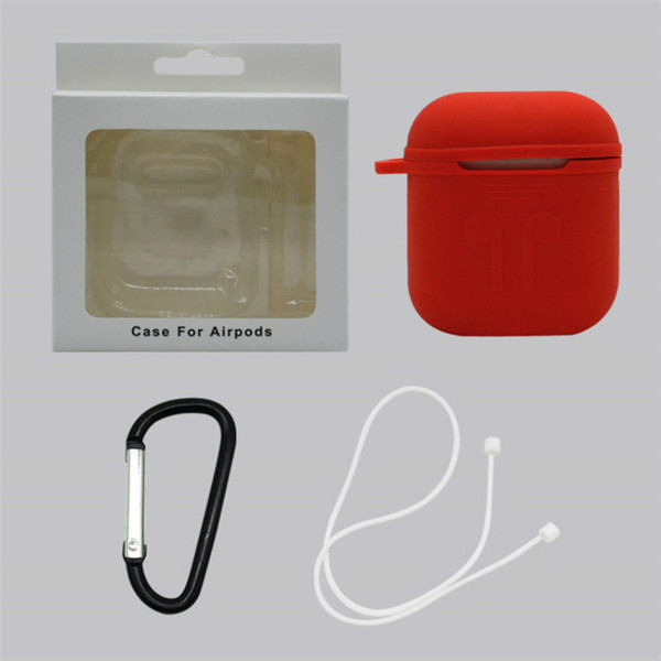 10 Colors Ceative Thickened Anti-fall Silicone Case for Airpods Box, Silicone Sleeve with Anti-lost Buckle, TWS Headset Protective Case