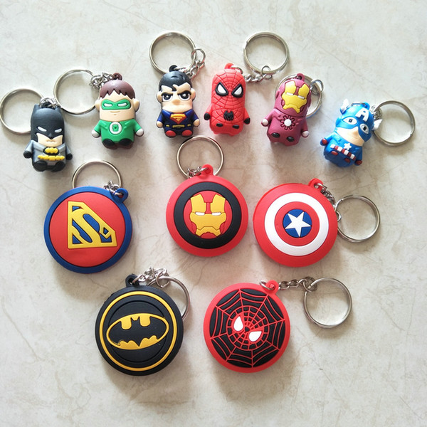 Avengers Keychain Batman Superman Green Giant Spider-Man Iron Man Soft 3D Pendant