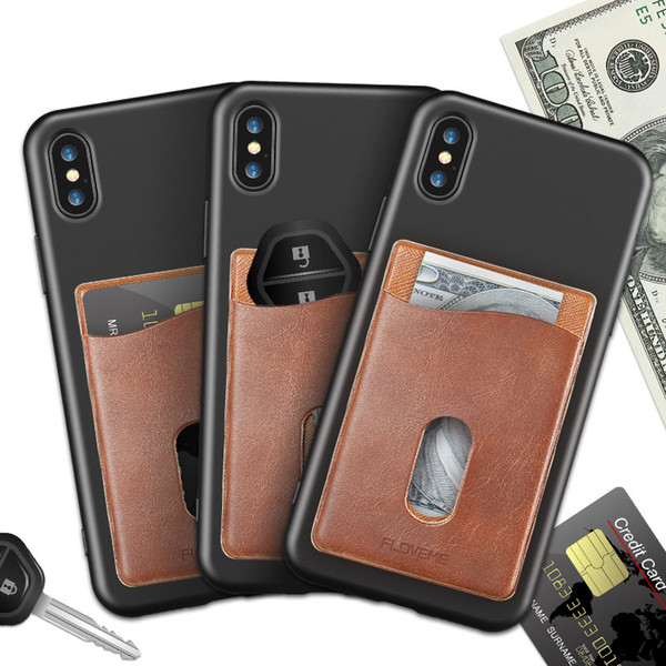 Universal Back Phone Card Slot 3M Sticker PU Leather Phone Stick On Wallet Credit Card Holder For Samsung Note 9 iPhone X OPP