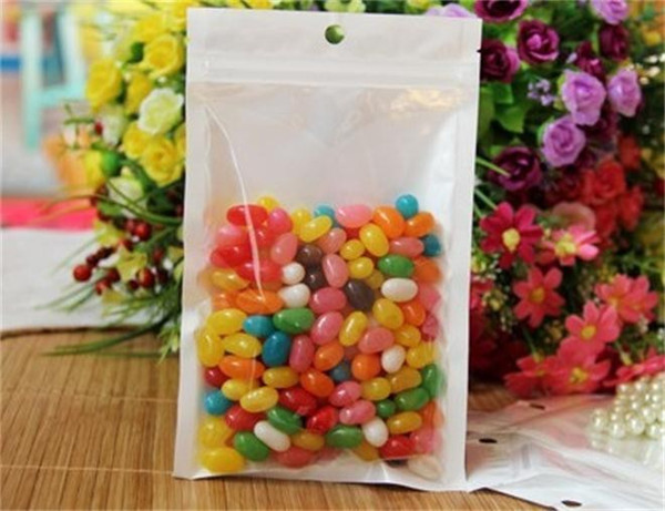 14*8cm White/Clear Self Seal Resealable Zipper Plastic Retail Packaging Bag, Zip Lock Retail Package With Hang Hole