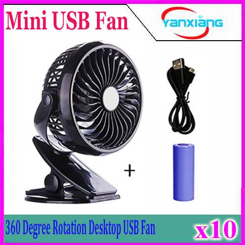 10pcs Mini USB Fan, YANX Stepless Speed Desk Fan Clip-on Rechargeable Electric Fan Portable Silent Fan (Black) YX-FS-1