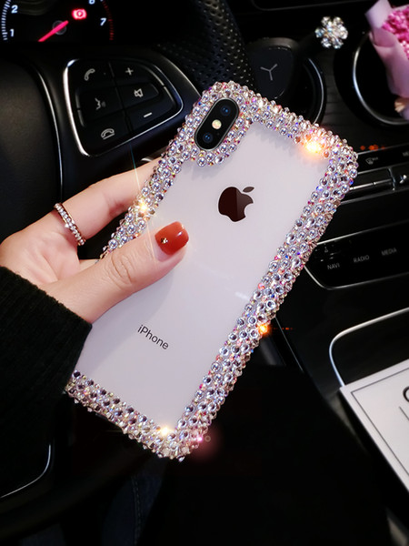 Funda para telefono XS Max Bling con diamantes DE imitacion DE cristal suave y colgante para iPhone Xs 6 s 7 8 Plus 5 SE XR XS Max S7 S9plus