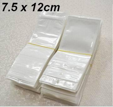 Clear+White Zipper Lock Pearl Bag Retail Plastic Package Bag Poly OPP Pack Small accessories Packing Bag