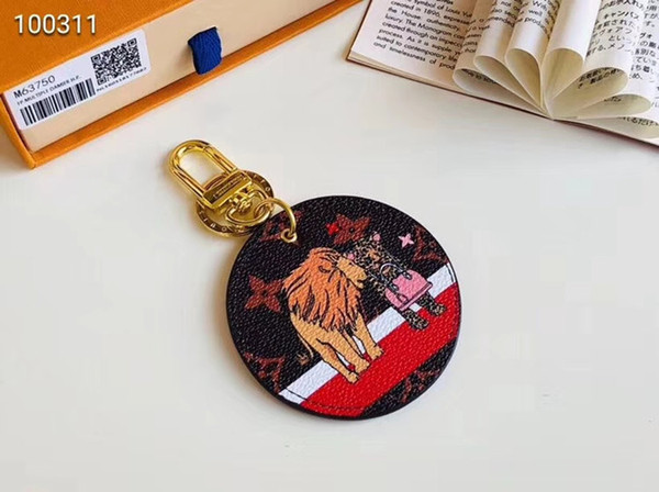 Cute fashion Tiger Designer car Keychain Leather Style bags Keychains for Gifts with Box for women men